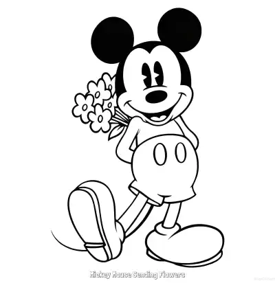 Free printable Mickey Mouse Sending Flowers 2 Coloring Page - Free Printable Mickey Mouse & Friends PDFS Coloring Sheets coloring page