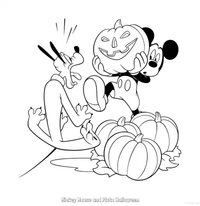 Free printable Mickey Mouse and Pluto Halloween  Coloring Page - Free Printable Mickey Mouse & Friends PDFS Coloring Sheets coloring page