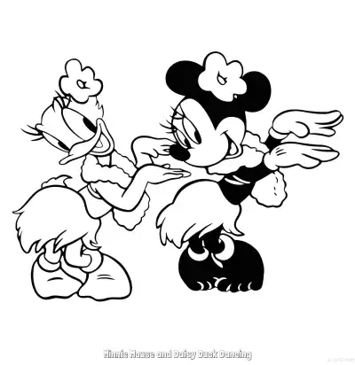Free printable Minnie Mouse and Daisy Duck Dancing  Coloring Page - Free Printable Mickey Mouse & Friends PDFS Coloring Sheets coloring page