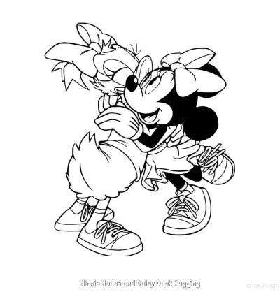 Free printable Minnie Mouse and Daisy Duck Hugging  Coloring Page - Free Printable Mickey Mouse & Friends PDFS Coloring Sheets coloring page