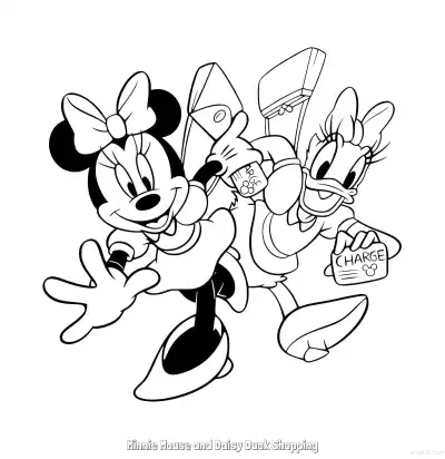 Free printable Minnie Mouse and Daisy Duck Shopping  Coloring Page - Free Printable Mickey Mouse & Friends PDFS Coloring Sheets coloring page
