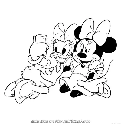 Free printable Minnie Mouse and Daisy Duck Taking Photos 2 Coloring Page - Free Printable Mickey Mouse & Friends PDFS Coloring Sheets coloring page