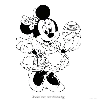 Free printable Minnie Mouse with Easter Egg  Coloring Page - Free Printable Mickey Mouse & Friends PDFS Coloring Sheets coloring page