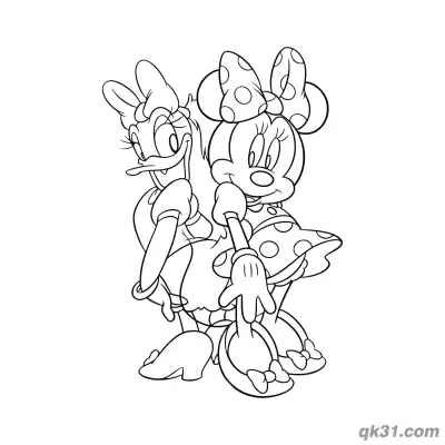 Free printable Minnie Mouse and Daisy Duck Best Friends Coloring Page coloring page