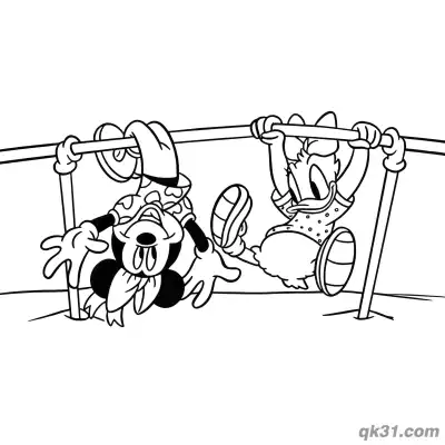 Free printable Minnie Mouse and Daisy Duck Playground Fun Coloring Page coloring page