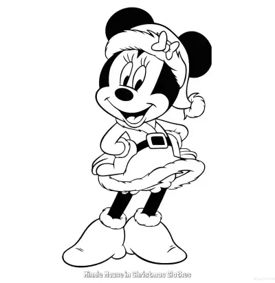 Free printable Minnie Mouse in Christmas Clothes  Coloring Page - Free Printable Mickey Mouse & Friends PDFS Coloring Sheets coloring page