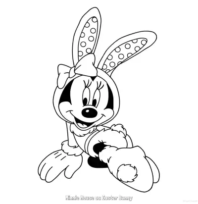 Free printable Minnie Mouse as Easter Bunny  Coloring Page - Free Printable Mickey Mouse & Friends PDFS Coloring Sheets coloring page