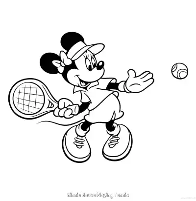 Free printable Minnie Mouse Playing Tennis  Coloring Page - Free Printable Mickey Mouse & Friends PDFS Coloring Sheets coloring page