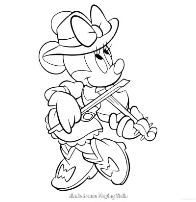 Free printable Minnie Mouse Playing Violin  Coloring Page - Free Printable Mickey Mouse & Friends PDFS Coloring Sheets coloring page