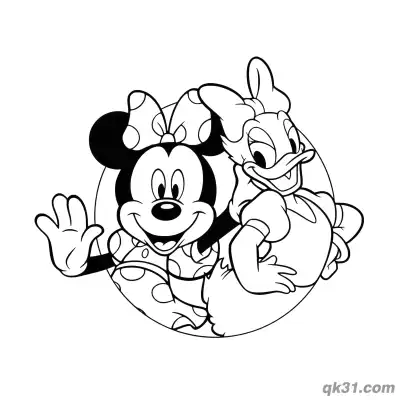 Free printable Minnie Mouse and Daisy Duck Circle Portrait Coloring Page coloring page