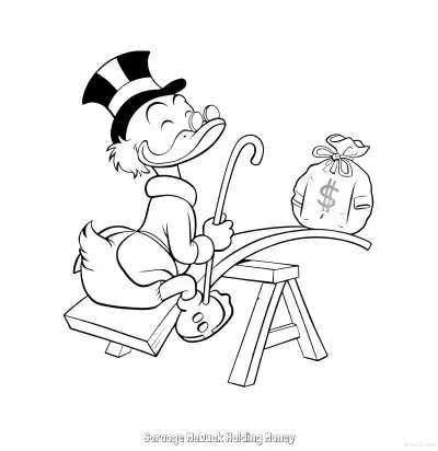 Free printable Scrooge McDuck Holding Money 2 Coloring Page - Free Printable Mickey Mouse & Friends PDFS Coloring Sheets coloring page