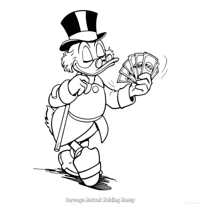 Free printable Scrooge McDuck Holding Money 3 Coloring Page - Free Printable Mickey Mouse & Friends PDFS Coloring Sheets coloring page