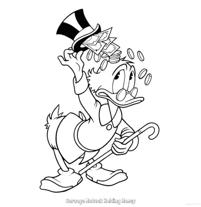 Free printable Scrooge McDuck Holding Money 4 Coloring Page - Free Printable Mickey Mouse & Friends PDFS Coloring Sheets coloring page
