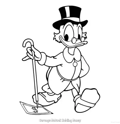 Free printable Scrooge McDuck Holding Money 5 Coloring Page - Free Printable Mickey Mouse & Friends PDFS Coloring Sheets coloring page