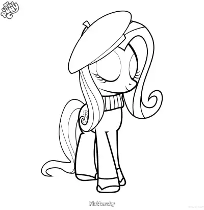 Free printable Fluttershy My Little Pony Cute Smile Coloring Page coloring page