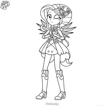 Free printable Fluttershy My Little Pony Elegant Pose Coloring Page coloring page
