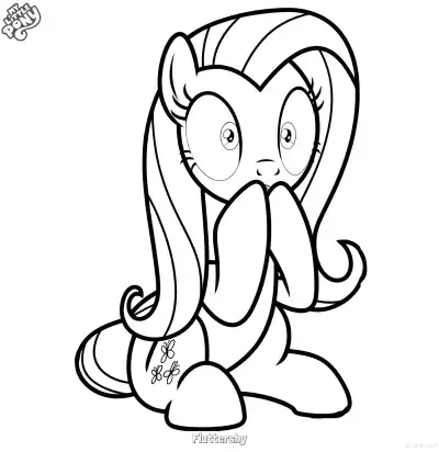 Free printable Fluttershy My Little Pony Happy Jump Coloring Page coloring page