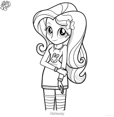 Free printable Fluttershy My Little Pony Calm Sitting Coloring Page coloring page