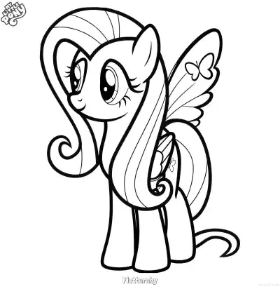 Free printable Fluttershy My Little Pony With Butterflies Coloring Page coloring page