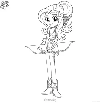 Free printable Fluttershy Equestria Girls Archer Outfit Coloring Page coloring page