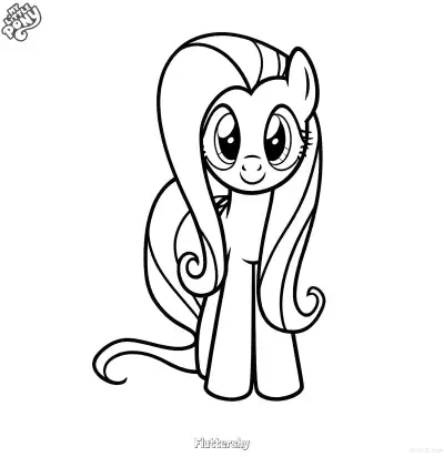 Free printable Fluttershy My Little Pony Front Smile Pony Coloring Page coloring page