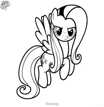 Free printable Fluttershy My Little Pony Serious Expression Pony Coloring Page coloring page