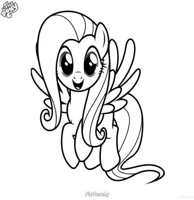 Free printable Fluttershy My Little Pony Happy Jumping Pony Coloring Page coloring page
