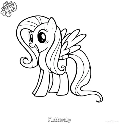 Free printable Fluttershy My Little Pony Gentle Side Profile Pony Coloring Page coloring page