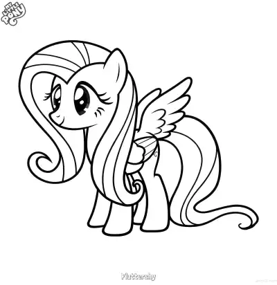 Free printable Fluttershy My Little Pony Classic Standing Pony Coloring Page coloring page