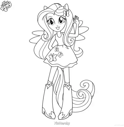 Free printable Fluttershy My Little Pony Equestria Girls Waving Centaur Coloring Page coloring page