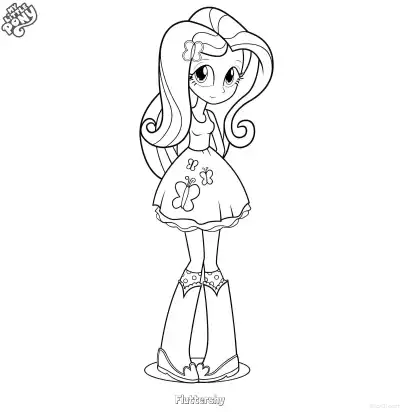 Free printable Fluttershy My Little Pony Equestria Girls Classic Casual Outfit Coloring Page coloring page