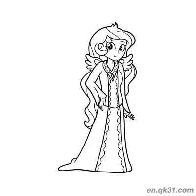 Free printable Princess Celestia Human Form with Tiny Wings and Flowing Robe Coloring Page coloring page