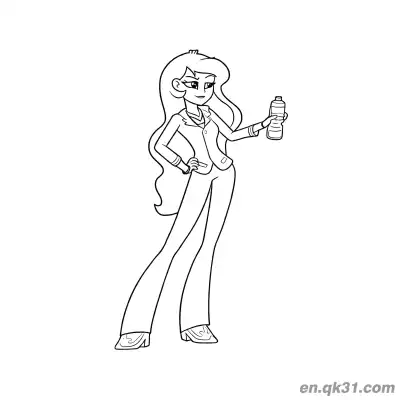 Free printable Princess Celestia Modern Professional Outfit Holding Water Bottle Confident Pose Coloring Page coloring page