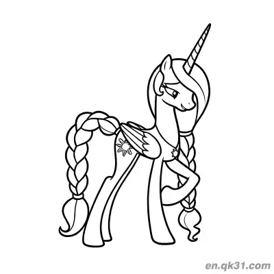 Free printable Princess Celestia Pony Form with Double Braids and Sun Cutie Mark Coloring Page coloring page