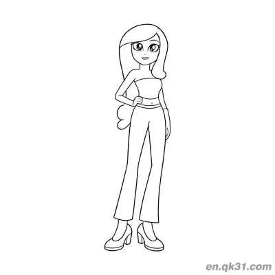Free printable Princess Celestia Stylish Crop Top and Flared Pants Outfit Coloring Page coloring page