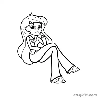Free printable Princess Celestia Human Form Professional Suit Crossed Legs Chin Rest Pose Coloring Page coloring page