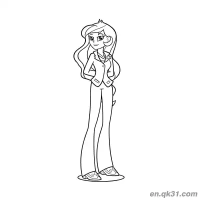 Free printable Princess Celestia Human Form Professional Suit Hands Behind Back Coloring Page coloring page