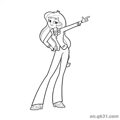 Free printable Princess Celestia Human Form Professional Suit Pointing Forward Guiding Coloring Page coloring page