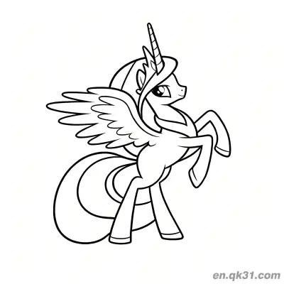 Free printable Princess Celestia Pony Form Spread Wings Raised Hooves Majestic Coloring Page coloring page