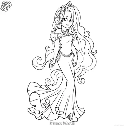 Free printable Princess Celestia 3 Coloring Page - Free Printable My Little Pony Unicorn PDFS Coloring Sheets coloring page