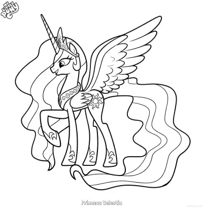 Free printable Princess Celestia 5 Coloring Page - Free Printable My Little Pony Unicorn PDFS Coloring Sheets coloring page
