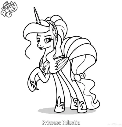Free printable Princess Celestia 6 Coloring Page - Free Printable My Little Pony Unicorn PDFS Coloring Sheets coloring page