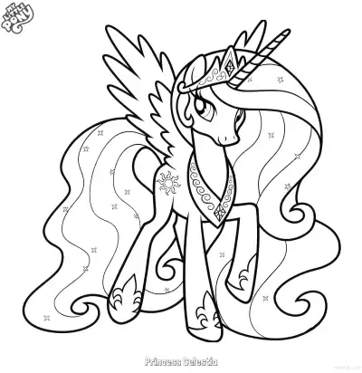 Free printable Princess Celestia 8 Coloring Page - Free Printable My Little Pony Unicorn PDFS Coloring Sheets coloring page