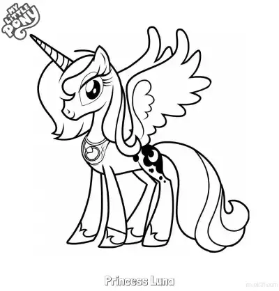 Free printable Princess Luna 3 Coloring Page - Free Printable My Little Pony Unicorn PDFS Coloring Sheets coloring page