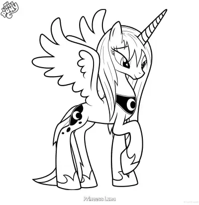 Free printable Princess Luna 6 Coloring Page - Free Printable My Little Pony Unicorn PDFS Coloring Sheets coloring page