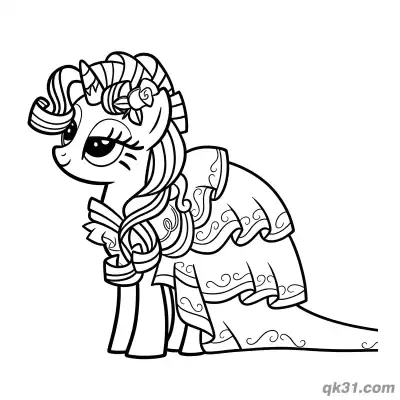 Free printable Rarity in Elegant Formal Gown Coloring Page coloring page