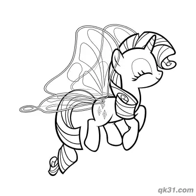 Free printable Rarity with Magical Fairy Wings and Closed Eyes Coloring Page coloring page