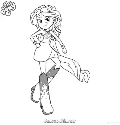 Free printable Sunset Shimmer 16 Coloring Page - Free Printable My Little Pony Unicorn PDFS Coloring Sheets coloring page