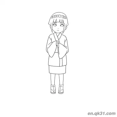 Free printable Child Hinata Hyuga Kimono Outfit Naruto Coloring Page coloring page
