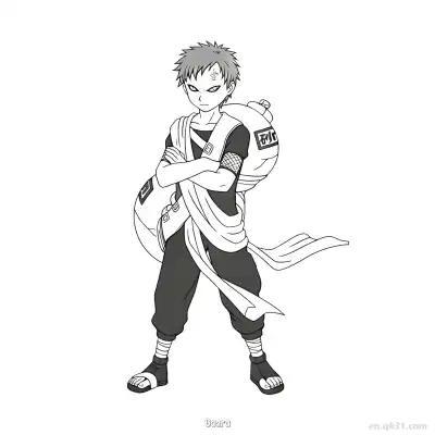 Free printable Gaara Arms Crossed Jinchuriki Naruto Coloring Page  coloring page